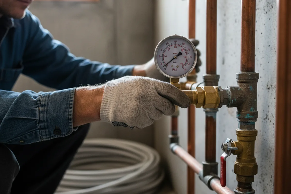 Pressure testing a repaired line during Water Line Repair in Dandridge